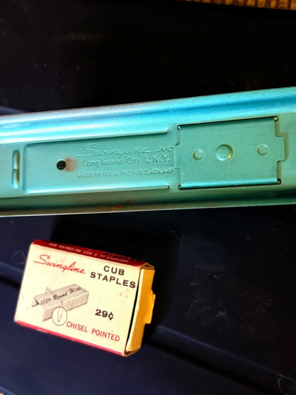 Vintage Swingline Cub Stapler in Teal with Staples